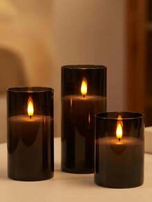 3pcs Set Flameless Candles, Camping Party Decoration, Remote Control Electronic Candles With Timer Function. LED Realistic Birthday Candles, Creative Wedding Props, And Decorative Holiday Atmosphere Lights. - 3 Sets Of Black - View 12