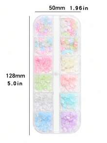 12-Grade Decorações de Arte de Unhas com Pétalas de Flores de Gelo Mistas, Flores de Cinco Pétalas de Resina Transparente de Gelo, Flores de Cristal de Gelo Acessórios de Decoração de Unhas DIY - Multicolorido - Visão 6
