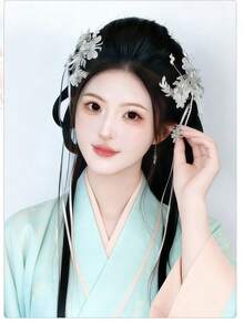 Ancient Style Hanfu Wig With Integrated Full Set Hair Accessories, Warring States Period Costume, Wei Style Wig Bun Hairpiece With Hair Padding - Multicolor - View 5