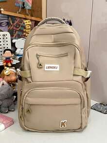 1 pieza Mochila básica clásica de moda para volver a la escuela, con compartimento para portátil y correas ajustables, diseño espacioso, múltiples bolsillos, mochila de viaje casual ligera, perfecta para niñas/adolescentes/estudiantes/graduados, ideal para uso diario, salidas, viajes, escuela y volver a la escuela - Multicolor - Ver 13