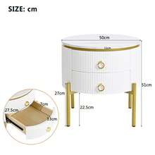 Side Table With Drawers - Marble Structure Golden - 白色 - 查看 4