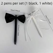 1pc/2pcs Exquisite Bride & Groom Pens With Pearl Bow Tie Decoration, Suitable For Wedding, Registration And Proposal Photo Props, Teacher's Day Gift, Wedding Signing Pen, Diary Writing Pen - Round - View 7