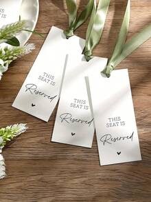 1/12pcs Ribbon Wedding Chair Reserved Cards - Decorative Seat Cards For Ceremony And Party Events, Ideal Party Supplies For Bridal Shower Seating Arrangement, Table Cards, Place Cards And Table Markers - Multiple Styles - View 2