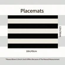 1pc Black And White Striped Linen Placemat, Breakfast Mat, Coffee Mat, Cup Mat, Bowl Mat, Home Kitchen Decor Accessory, Easy To Clean Placemat, Suitable For Home, Restaurant, Restaurant Decor, Holiday Gift, Gift For Friends, Multi-Piece Set - Multicolor - View 7