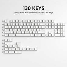 MageGee 130-Key Pudding Keycaps, Juego de Teclas PBT Personalizable, Altura OEM, Adecuado para Teclados 100%, 75%, 65%, 60%: Pudding Blanco - Blanco - Ver 4