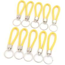 10pcs/Pack PU Braided Keychain 11.5cm Zinc Alloy Hook Simple Colorful Dopamine Leather Rope Pendant Keychain DIY Pendant Phone Lanyard Accessory - Woven Keychain - View 24