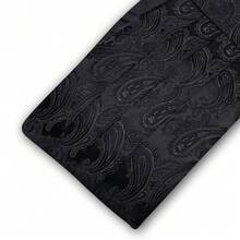 Men's Black Classic Paisley Jacquard Waist Sash, Bow Tie, Pocket Square, Cufflinks 4-Piece Set, Suitable For Wedding, Party, Banquet, Ball - Black - View 5