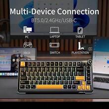 AULA AU75 Customized Mechanical Keyboard, 81 Keys With Knob, Three-Mode Connection (Bluetooth/2.4G Wireless/Wired), RGB Backlight, Gasket Structure, Full Hot-Swappable, PBT Keycaps, 4000mAh Battery, Suitable For Gaming And Office - View 8