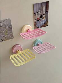 Suction Cup Soap Holder, Candy Color Soap Rack, Bathroom Wall-Mounted No-Drill Suction Cup Soap Box, Suitable For Shampoo, Toothbrush, Soap, Etc., Efficient - Drain Rack - View 7