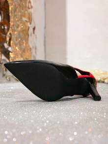 Black High Heel Pumps For Women 2026 Spring/Summer New Sexy Pointed Toe Stiletto Low Cut Elegant Colorblock Work Shoes Commuter Plus Size - Black - View 6