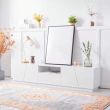 Modern TV Stand 170 Cm Patchwork Style White MDF - 白色 - 查看 2