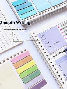 1pc Loose-Leaf Notebook Expansion Sticky Notes Multi-Combination, Multi-Functional Student Use Adhesive Set, This Notebook And Sticky Notes Combination Set Is Convenient To Use. Soft And Elegant Morandi Color, Notebook With Adhesive, Fashionable Design. - Multicolor - View 8
