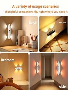 1pc Dual-Pupil Four-Cat Eye Motion Sensor Magnetic Night Light, Rechargeable Wall Lamp, Suitable For Hallway, Bedroom, Stairs And Living Room Smart Sensor Night Light, No Drilling Required, Soft Light For Better Sleep, Easy Installation, Light, Lamp, Bedroom Light, Bedroom Lighting, Bedroom, Light, Small Light, Gift - Double Pupils and Four Cat Eyes - View 11