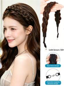 Fishbone Braid Headband Wig Integrated Fried Dough Braid Hair Accessory With Magic Tape - Multicolor - View 14