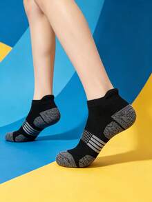 1/5/10/20 Pairs Women's Short Socks, Towel Bottom Striped Sports Socks, Comfortable Soft Anti-Slip Shock-Absorbing Running Socks - Multicolor - View 5