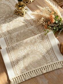 1 pieza Camino de mesa impermeable con flecos de borlas, adecuado para decoración del hogar, bodas, restaurantes, sala de estar - Café integral - Ver 11