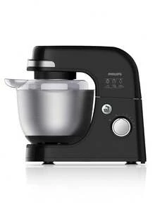 PHILIPS Viva Collection 300W 廚房攪拌機 附 4L 不鏽鋼攪拌盆、金屬揉麵鉤、攪蛋器、扁平攪拌頭，行星攪拌、多段速度，專業家用電動蛋糕麵團攪拌機，適合烘焙烹飪，黑色 - 黑色 - 查看 5