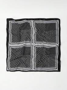 1PC 2026 Minimalist Polka Dot Printed Spring Headscarf, Women's Multifunctional Belt Accessory, Fashionable Scarf For Headbands And Headwear - Black - View 5