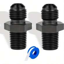 2PCS 6AN Male Flare To 3/8" NPT Pipe Fitting Adapter Aluminum Straight Black - Black - View 7