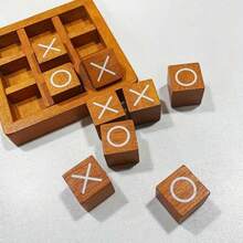 Set Permainan Tic Tac Toe Kayu Klasik (Termasuk 9 Buah Permainan + 1 Alas), Permainan Silang Kayu, Cocok untuk Permainan Mini 2 Pemain, Dekorasi Meja Kopi Gaya Rumah Pertanian, Hadiah Hari Valentine yang Sempurna, Permainan Meja Kopi - beraneka warna - View 5