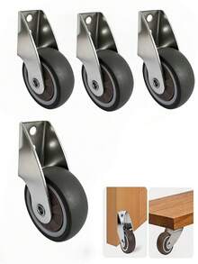 4 Sizes Silent Furniture Casters, Side-Mounted Sliding Door Support Wheels, Directional Rolling Wheels For Home Furniture Tables, Chairs And Sofas - 4 J-shaped Directional Wheels - View 3