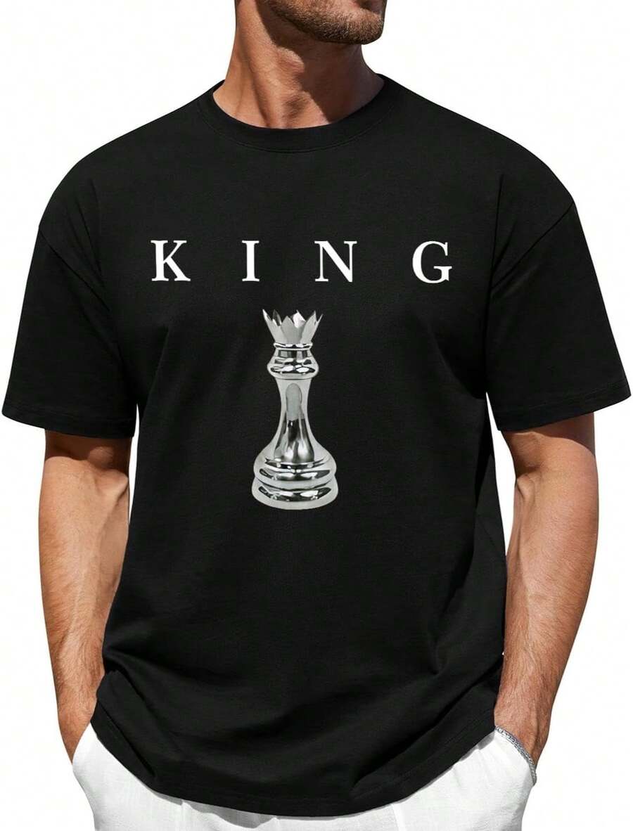 Lokale lager,marque,Lokale lager,marque,Lonya Camiseta de algodón de verano para hombre, de manga corta, cuello redondo, informal, con estampado de letras, corte holgado, estilo urbano, tops - Negro - Ver 1