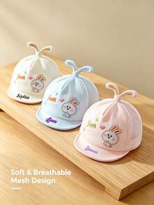 1 pieza Gorra de béisbol personalizada fina para primavera/verano, gorra de béisbol transpirable con correa ajustable y decoración de conejo bordado, sombrero de protección solar unisex, diseño de ala suave y transpirable, adecuado para actividades al aire libre, gorra con nombre/letra bordado personalizable - Multicolor - Ver 3