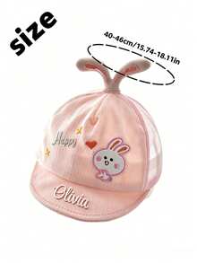 1 pieza Gorra de béisbol personalizada fina para primavera/verano, gorra de béisbol transpirable con correa ajustable y decoración de conejo bordado, sombrero de protección solar unisex, diseño de ala suave y transpirable, adecuado para actividades al aire libre, gorra con nombre/letra bordado personalizable - Multicolor - Ver 4