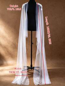 Pearl Long Cape Bridal Shoulder Veil Wedding Accessory - Multicolor - View 8