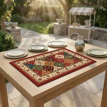 1 pieza Tapete secador de platos, tapete para cafetera, elegante patrón floral tradicional retro, diseño exquisito de bloques de color, fuerte absorción de agua, adecuado para mesa de comedor, cafetería y cocina, tapete de drenaje multiusos, regalo para el hogar, decoración de mesa - XYLSD-646 - Ver 5