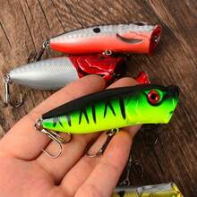 5pcs Fishing Lures Surface Popping Bait Hard Lure Artificial Wobbling Bait Plastic Fishing Tackle With Size 6 Hook - Multicolor - View 4