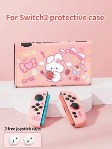 New Switch 2 Protective Case (2025) Game Accessory, 1pc Compatible With Switch 2/Switch OLED/Switch NS/Lite, Cartoon Strawberry Rabbit Pattern Protective Shell, Storage Bag, Switch Battery Version Game Console Accessory Protective Case, Anti-Scratch Cover, Free Joystick Cap, Best Gift Compatible With Switch Game Players. - Multicolor - View 19