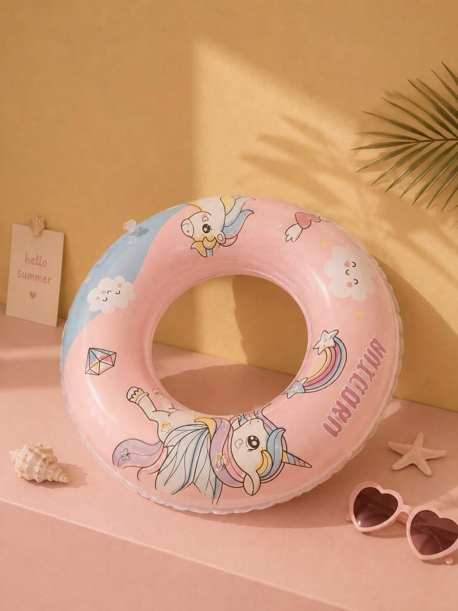 1pc Pink Unicorn Inflatable Swimming Ring Cute Cartoon Pool Float Summer Beach Water Toy For Kids