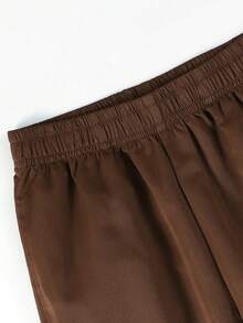 1 buah Celana Panjang Kasual Anak Laki-laki untuk Olahraga Luar Ruangan, Banyak Saku, Motif Minimalis, dan Manset - Coklat - View 7