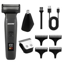 WEEME 3 In 1 Men Grooming Kit, Electric Foil Shaver Hair Clipper Nose Trimmer Set With 4 Guide Combs USB Rechargeable LED Digital Display, Available In Black/Gray/Blue - View 13