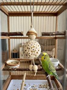 1 buah Boneka Kunyah untuk Mencari Makan Burung Beo, Bola Kayu Alami dengan Desain Boneka Lucu, Boneka Blok Kunyah Gantung, Cocok untuk Cockatiel, Burung Beo Kecil, Sun Conure, Lovebird, Canary, Aksesori Sangkar Burung, Meredakan Kebosanan, Latihan Merusak, Boneka Interaktif - 1 lingkaran pelatihan - View 5