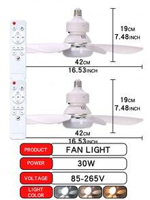 1-2个E27灯座30W LED吊扇灯,带无线遥控器,3种调光模式,适用于客厅的智能吊扇灯 - 30W平頭420六葉風扇燈 - 查看 12