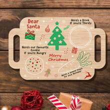 2D Flat 1pc, Vintage Christmas Tray Board - Featuring Santa Claus, Merry Christmas Text, Candy Cane Pattern - Artificial Wood Holiday Decor, Suitable For Tabletop, Mantel Or Gift - Holiday Cookie And Beverage Tray - Christmas Centerpiece, Christmas Decoration, Seasonal Home Decor, Classic Holiday Design, Durable Holiday Decor, Home Entertainment Accessory, 2D Flat - Multicolor - View 2