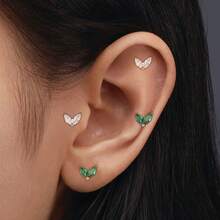SWANJO 1 chiếc khuyên tai đinh tán ren trong bằng titan hình marquise cho xỏ tragus và helix, trang sức sụn tai - TC361 - Xem 5