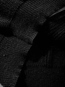 Men's Fashion Casual Versatile Solid Color Minimalist Zip-Up Sweatshirt Long Sleeve Loose Ribbed Hooded Sweatshirt Pocket Knit Sweatshirt Jacket Autumn/Winter - Black - View 11