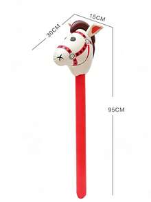 1pc 37 Inch Inflatable Stick, Inflatable Cowboy Horse Head Stick, Pony Stick Balloon, Suitable For Party, Birthday Theme Party, Home Decor, Family Gathering Photo Props - Multicolor - View 15