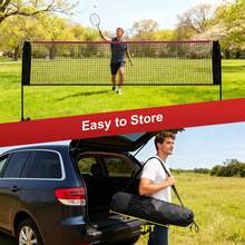 Portable Badminton & Pickleball Net Set, 10 FT Adjustable Sports Net With Carry Bag For Indoor & Outdoor Games, Red & Black - Red - View 4