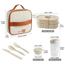 2pcs/Set Kotak Makan Siang Plastik Bertumpuk 730ML dengan Sekat, Kotak Bento Oval Portabel dengan Tali Kartun Lucu, Wadah Penyimpanan Makanan Salad Buah untuk Persiapan Makanan & Pengontrolan Porsi, Wadah Makan Siang Microwave, Untuk Penggunaan Pelajar dan Dewasa di Rumah, Sekolah, Kantor, Piknik - MultiWarna - View 20