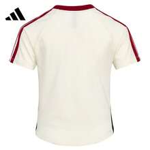 Adidas Summer Jersey-Style Breathable Women's Crew Neck Short Sleeve T-Shirt - White/Black/Red - View 5