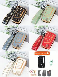 2-Button Car Key Fob Shell Suitable For Corolla, Calatis, Auris, Aygo, Yaris, Camry, RAV4 And Other Models, Dustproof And Shockproof, High-End Fashion Key Holder - Single Pack - View 17