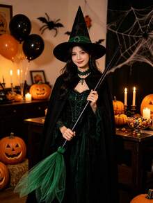 1pc Halloween Witch Broom DIY Magic Broom Cosplay Prop Suitable For Halloween, Theme Party, Costume Party, Stage Performance - Multicolor - View 7