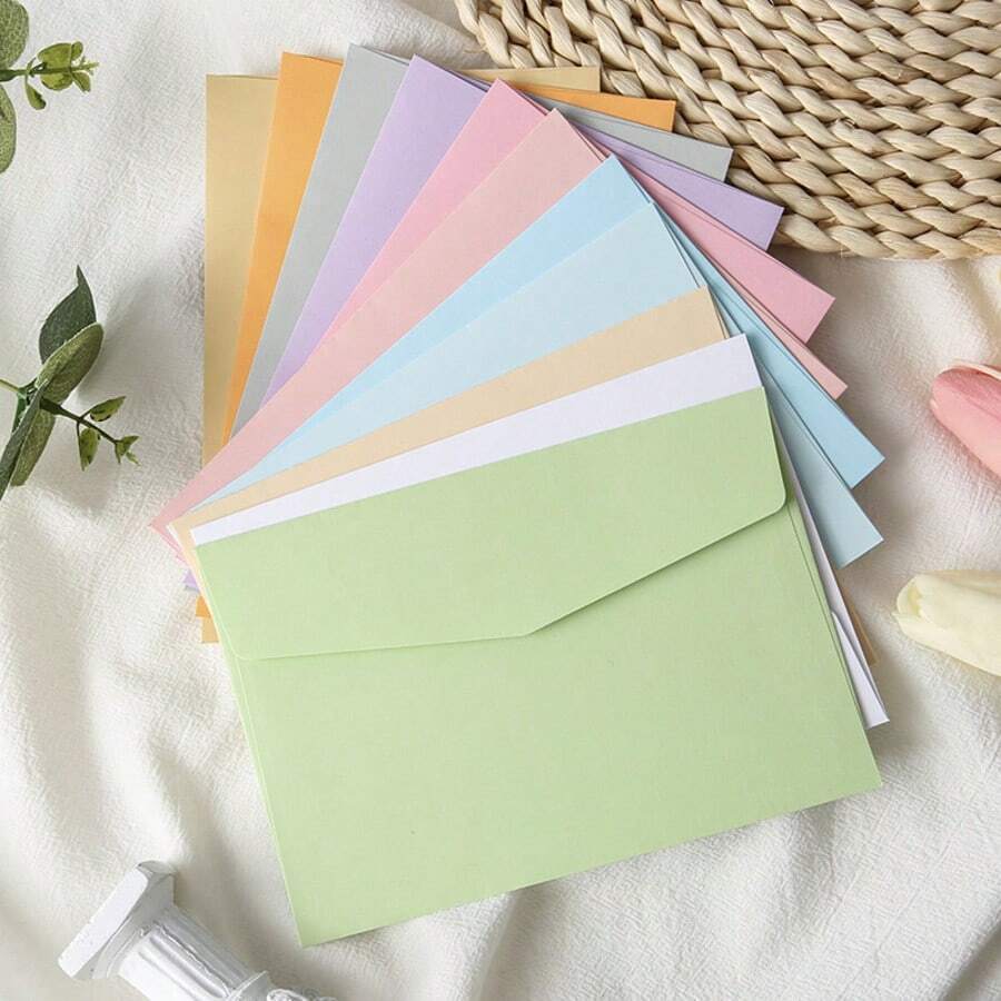 50pcs/Set Multicolor Letter Envelopes, Ins Style Paper Bags, Romantic Simplicity Envelopes Back To School - A - View 1