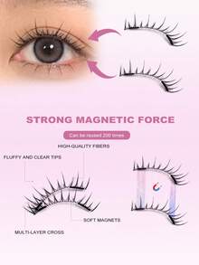 MAANGE 3對CC捲度磁吸假睫毛套組，附貼睫毛器（7-11mm），混款，免膠水，自然感可重複使用假睫毛，仿貂毛材質，適合日常配戴，防水，卡通風，放大眼睛，纖長細緻，女性完美禮物（可選5對動漫風睫毛） - 自然纖長款 - 查看 7