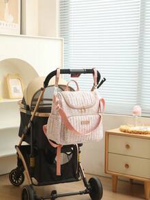 1 pieza Bolso de pañales multifuncional de gran capacidad con estampado floral ditsy, se puede colgar en el cochecito - Multicolor - Ver 17