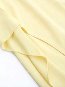 Sexy Women's Sleeveless Thigh-High Slit Knit Dress, Elegant Strapless Long Evening Gown, Suitable For Parties And Formal Occasions Summer Yellow - Yellow - View 7